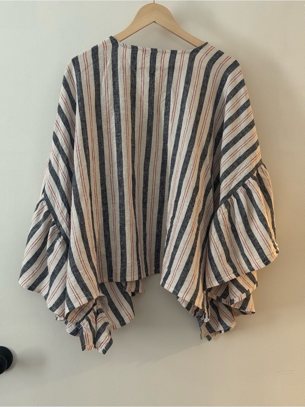 Laurie Felt Striped Linen Blend Boho Kimono Cardigan XXL - Picture 2 of 7